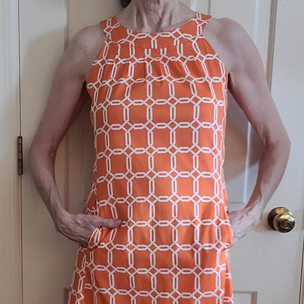 Dizzy Lizzie orange & white shift dress size M